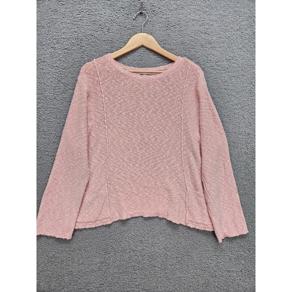 J. Jill Sweater XL Pink Textured Knit Cotton Blend Stretch Coastal Pastel